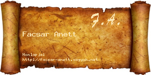 Facsar Anett névjegykártya