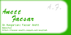 anett facsar business card